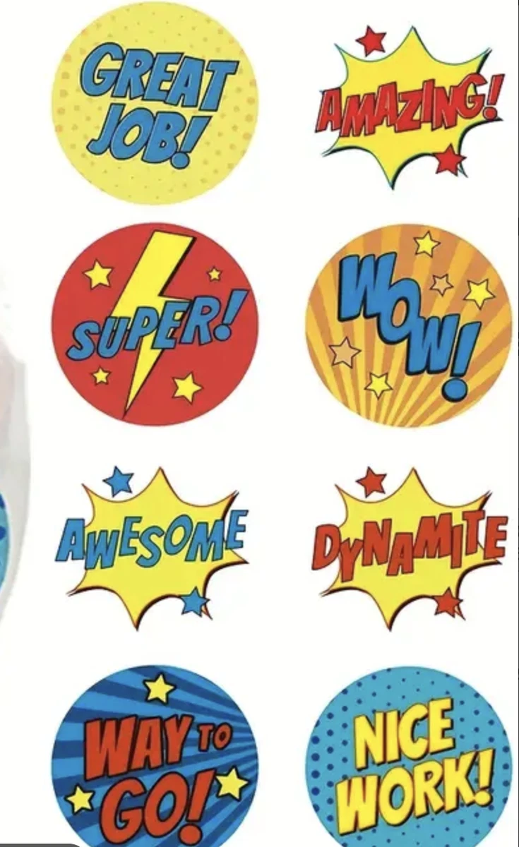 Positive Reward Merit Stickers 2.5cm 50/100pc Teacher Award Kids Party Hero