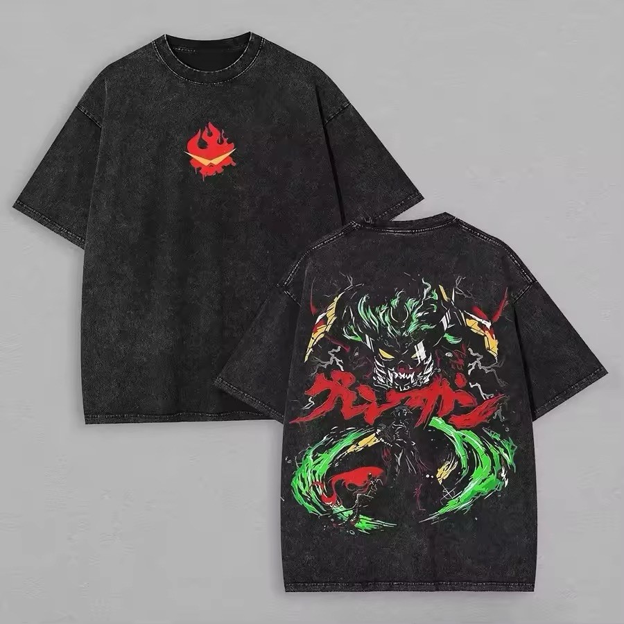 Camiseta Tengen Toppa Gurren Lagann Retro Negra XL - Regalo Gaming Anime