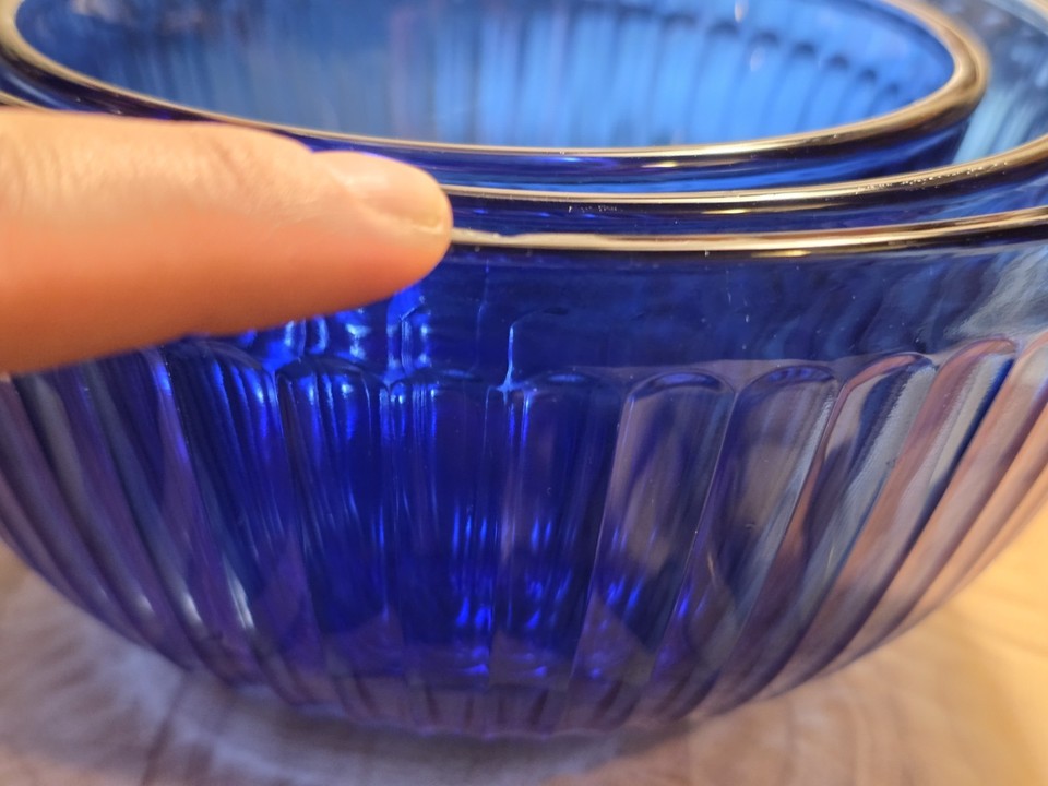 Vintage PYREX Cobalt Blue Mixing Bowls Nesting Set Of 3 RARE With Lids ...
