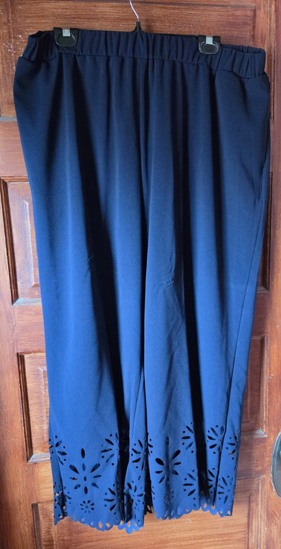 Womens wide leg pants Size 3XL Blue Polyester Blend Elastic Waist Pull On