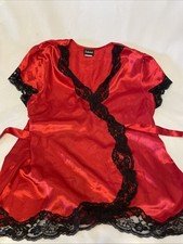 Vtg Fredericks of Hollywood Red Silky Lace Dress Lingerie Negligee Sz Medium