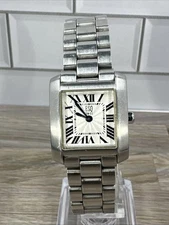 ESQ Movado E5077 Ladies Tank Roman Numeral Dial Wrist Watch Stainless Steel