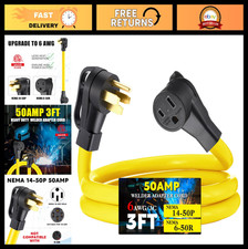 50Amp 3ft Welder Extension Cord NEMA 14-50P to 6-50R, 6 AWG Power Adapter, ETL L