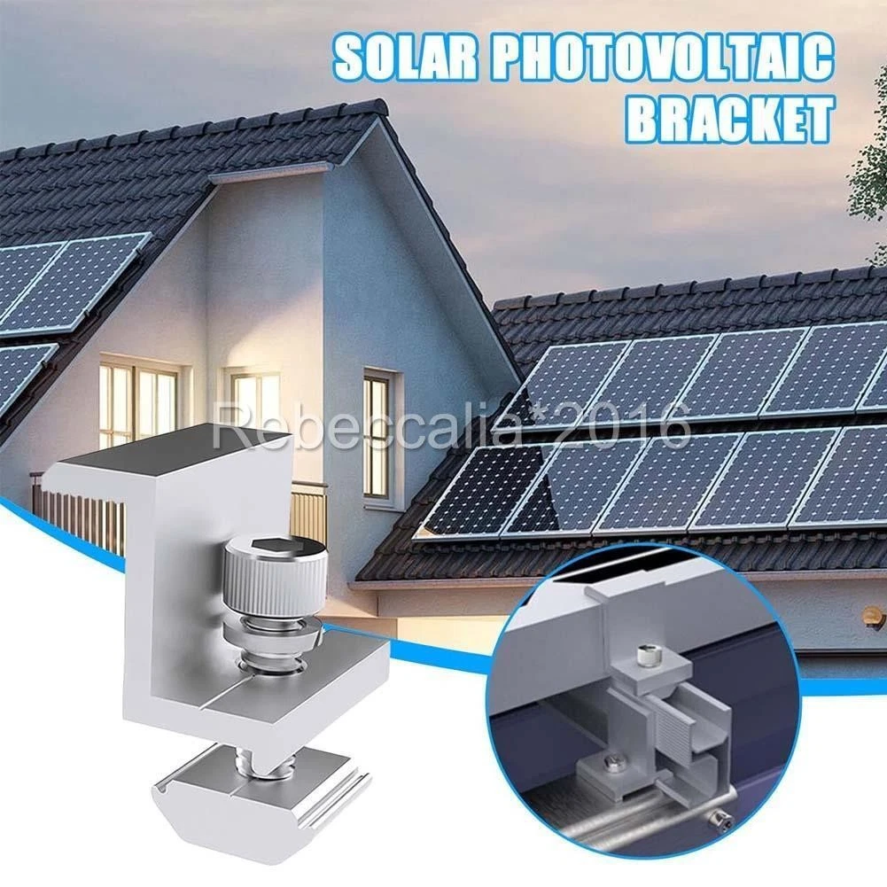 10pcs 30mm Solar Panel Rail Bracket Mounting Aluminium Fixing Mid/End Clamp AUS