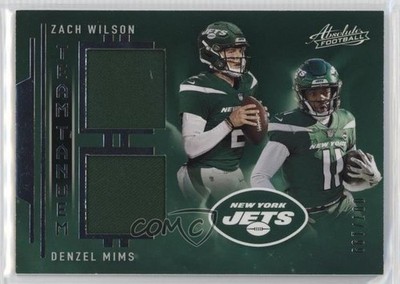 2021 Absolute Team Tandem Materials 7/199 Denzel Mims Zach Wilson Rookie RC 0u79