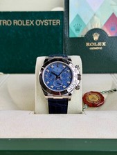 Rolex Daytona 40mm Blue Sodalite Diamnd Blue Alligator Full Preowned 2005 116519