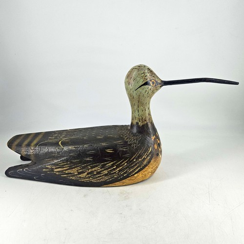 Vintage Coastal Curlew Shorebird Decoy Hand Carved Painted