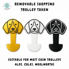 Dog Shaped Removable Shopping Trolley Token Key Tag Coin. Woolworths Coles ALDI