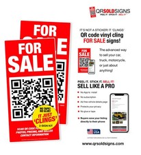 For Sale Sign Car 2-Pack 5.5 x 11 Inch QR Code Signs Vehicles Trucks Motorcycles