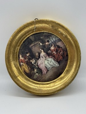 PATTER G.B. Florence Italy Vintage Mini Framed Paintings Meeting At The Garden
