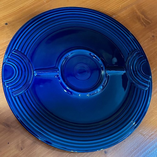 Vintage Fiesta Cobalt Blue Hostess Tray Ceramic Platter - 