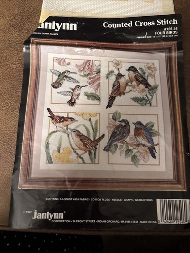 Janlynn Counted Cross Stitch Kit Used Four Birds #125-46 Started. See Pics/READ