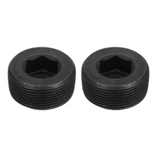 2Pcs Socket Pipe Plugs, NPT 1-1/2"Carbon Steel Hex Thread Pipe Caps, Black