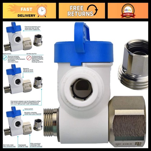 1/2" x 3/8" Angle Stop Adapter Valve - Push to Connect Plastic Plumbing Fitting