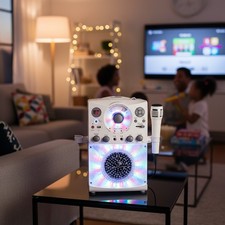 Family-Friendly Portable Karaoke Machine with Bluetooth  LED Disco Lights