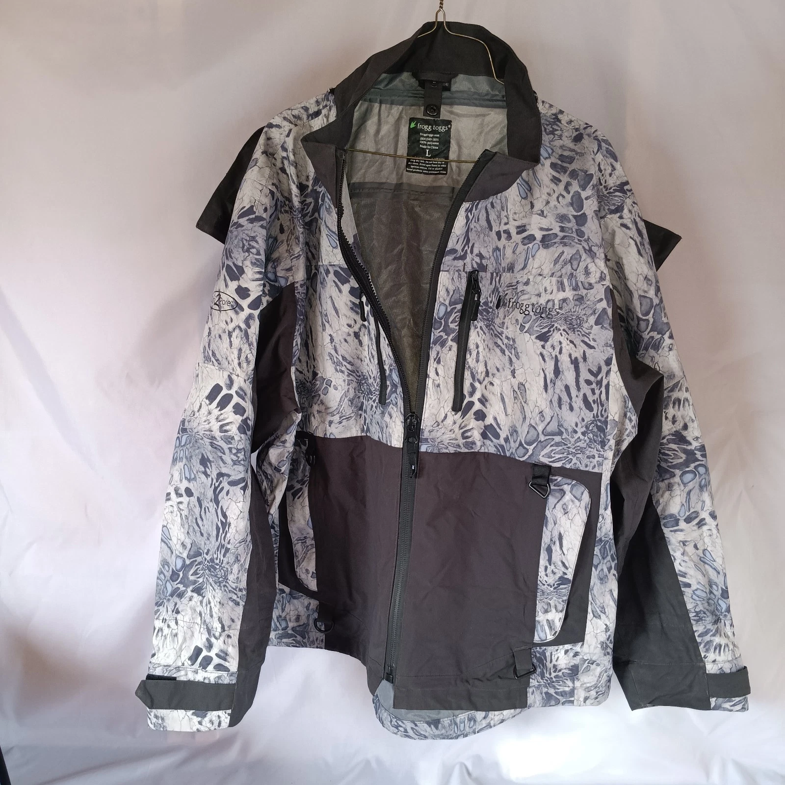 frogg toggs Pilot DriPore Gen2 Men's Waterproof Rain Jacket L Gray Abstract