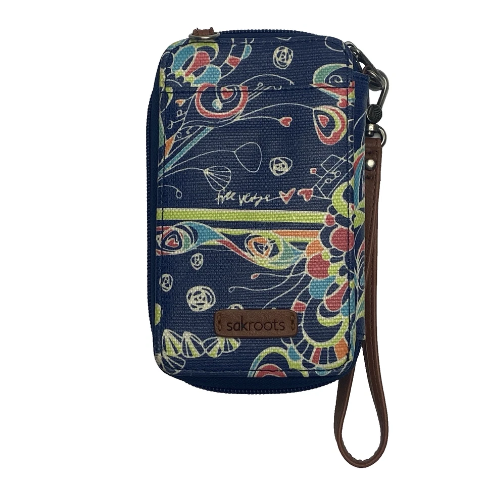 Cartera de teléfono Sakroots pulsera multicolor vegano estampado artista bolso boho Foto 3 de 4