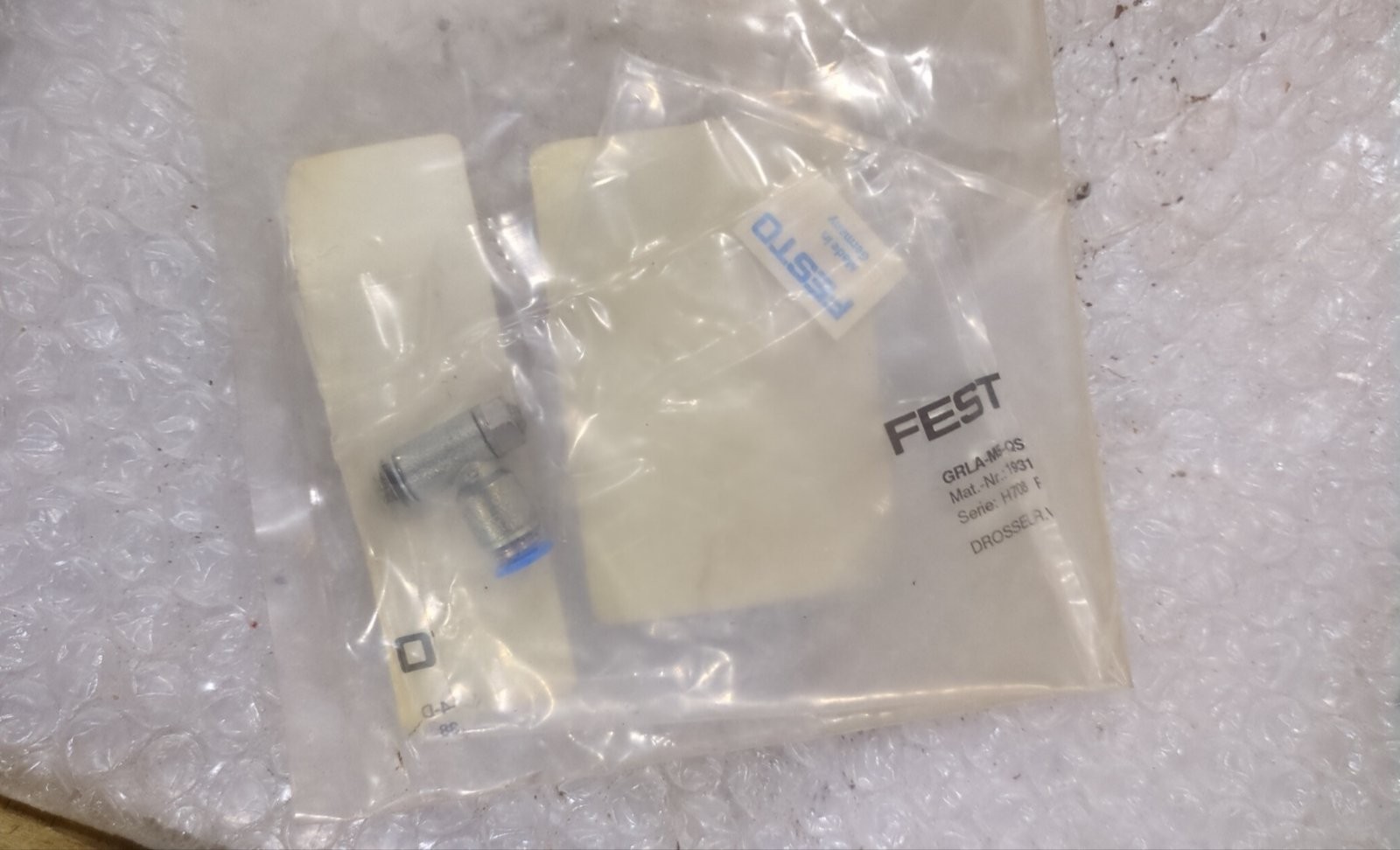 Festo GRLA-M5-QS-4-D 193138 One-Way Flow Control Valve M5 4mm Push-in 0.2-10 Bar