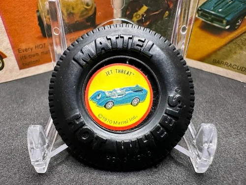 Original Vintage Hot Wheels Redline 1971 Jet Threat Plastic Button Badge Pin!