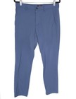 Theory men’s dress pants in blue slim-fit ZAINE SW NEOTERIC F0877210 with belt loops and front button closure, USA made.