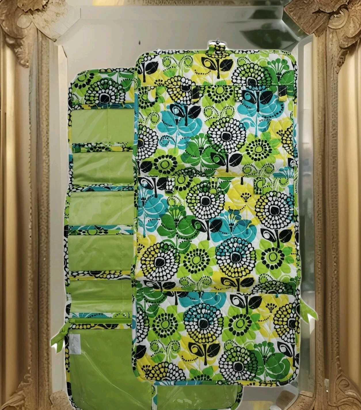 Vera Bradley Travel Accessory Organizer Bag Pockets Green Floral Travel Hook