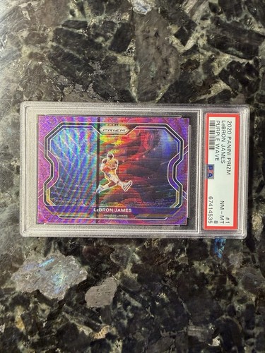 2020 Panini Prizm LeBron James Purple Wave #1 PSA 8