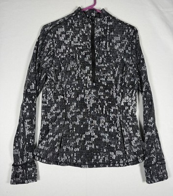 Lululemon Run Briskly 1/2 Zip Pullover Women's 12 Eventide Jacquard Black Alpine