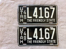 1948 PAIR Utah License Plates # L4167