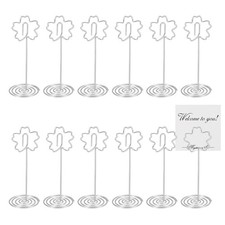 12 Pack 3.35 Inch Table Number Holders, Flower Place Card Holders, Silver