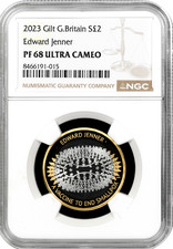 2023 £2 Silver Two Pound Proof Edward Jenner NGC PF68 Great Britain Gilt