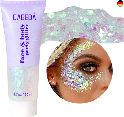 Prreal Body Glitter gel 50ml, Mermaid Sequins Chunky Glitter Liquid kit,