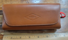 Fossil Glasses Sunglasses Case Soft Close Magnetic Closure Brown