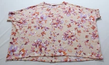 Discount Divas Women's Floral Short Sleeve Raised Rib Top CA4 Peach Large 