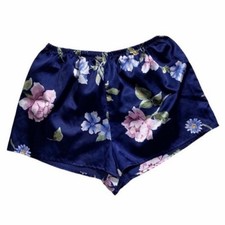 Vintage Y2K Blue Floral Silky Pajama Shorts Size M