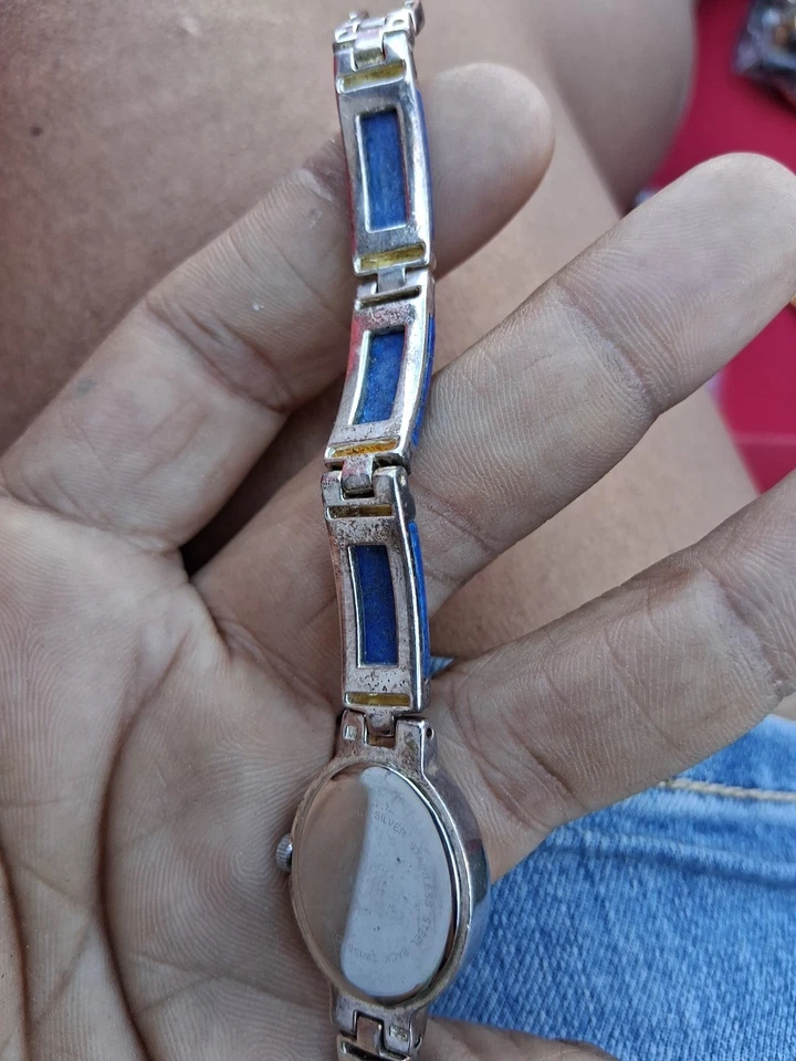 Reloj de cuarzo para mujer Aria lapislázuli de plata de ley  Foto 2 de 4