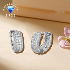 Moissanite Real 925 Silver Hoops Small Huggie Hoop Earrings Mens Ladies Earring