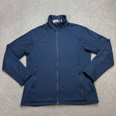 Mammut Fleece Damen Large blau Full Zip Logo Outdoor Wandern Pullover Lady