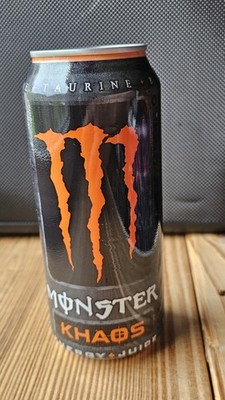 Full can Monster Energy + Juice Drink black KHAOS relabeled 15.5oz Discontinued