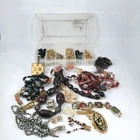Vintage Costume Jewelry Lot. Bead Gemstone Necklaces, Jump Rings, Lobster Clasps