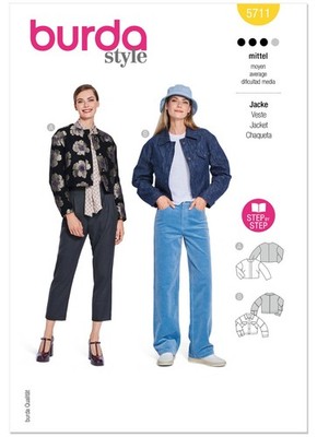 BURDA 5711 MISSES JACKE Schnittmuster Gr. 10-22 Fähigkeit: DURCHSCHNITTLICH