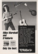 1987 D'Addario Guitar String Mike Marshall Mandolin Violin Acoustic Photo Ad