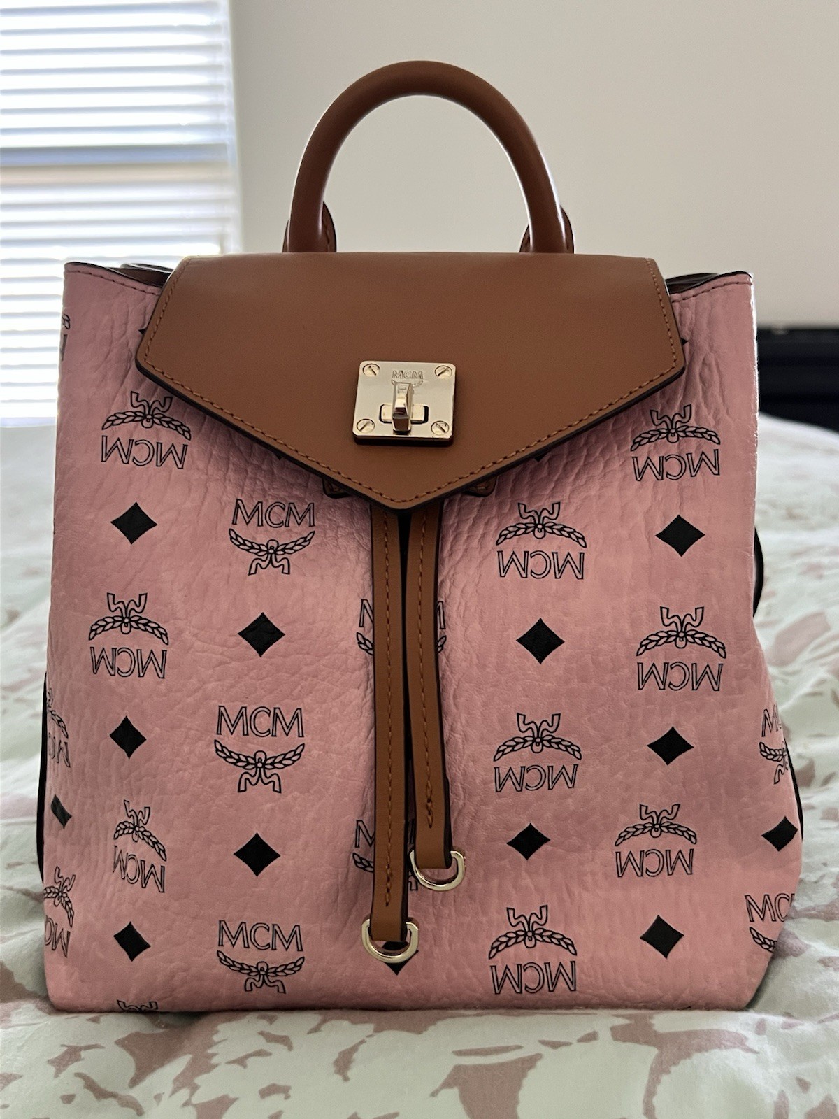Authentic MCM Signature Visetos Pink Backpack