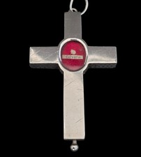 RARE Vintage Religious Relic of Calvary in a solid silver cross