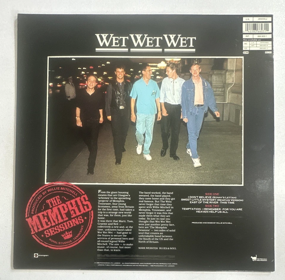Wet Wet Wet "Memphis Sessions" Original UK Vinyl LP & Printed Inner EX/EX - Image 3 of 4
