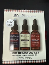Ben Sherman Trio Beard Oil Set Pro - Growth With Castor Oil Vanilla Black Pepper