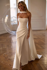 White Strapless Wedding Dresses Sleeveless Zip Back Bridal Gowns Elegant Mermaid