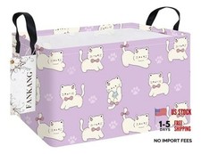 Storage Bins,Nursery Hamper Canvas Laundry Basket Foldable with Rec-Cat