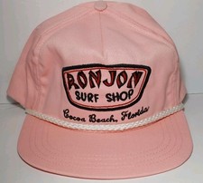 1980s Old Vintage Ron Jon Surf Shop Pink Hat Cap Made in USA Cocoa Beach Florida