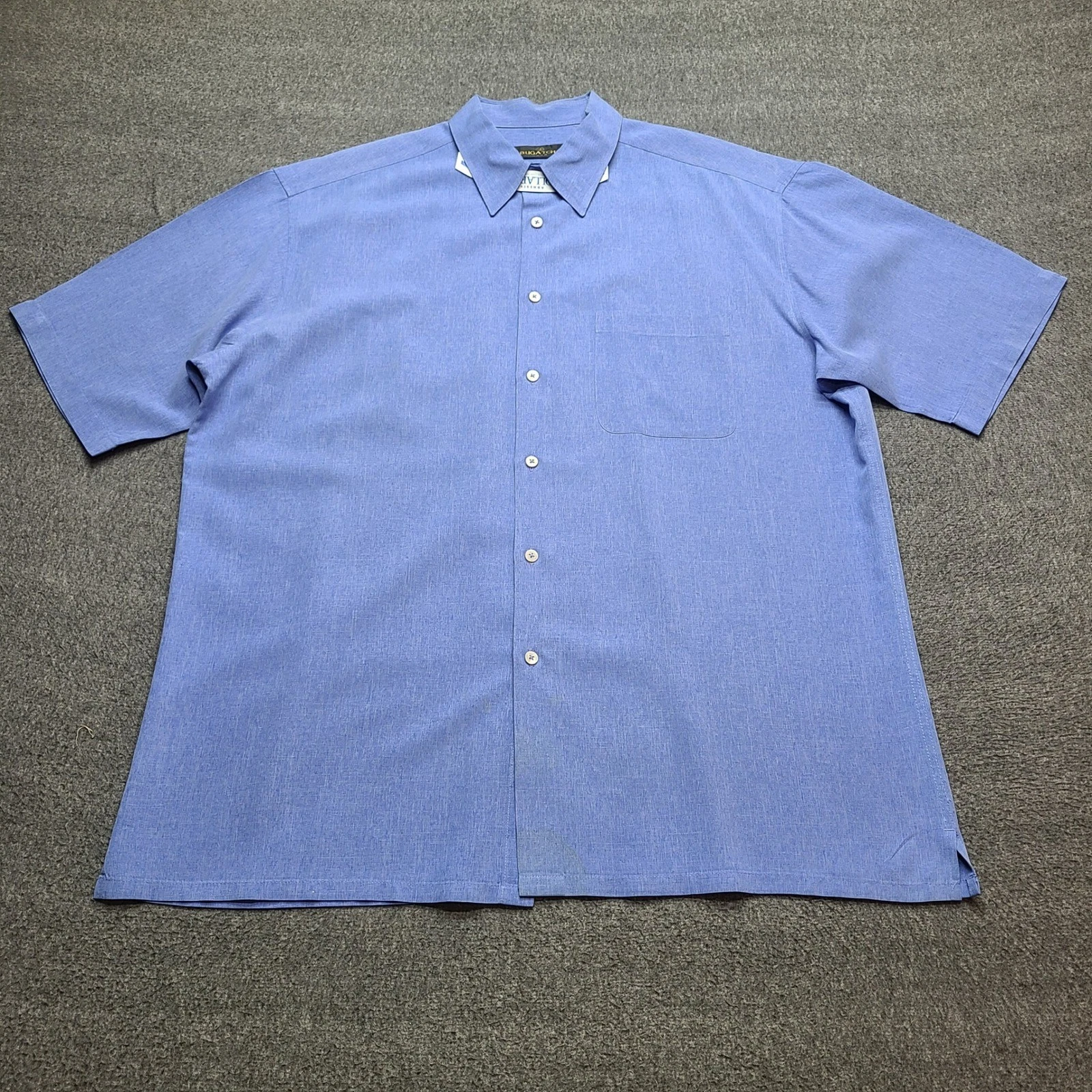 Bugatchi Button Down Shirt Mens XL Blue Good Modal Blend Short Sleeve Pocket