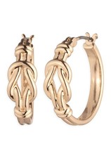 NEW LAUREN RALPH LAUREN GOLD TONE KNOT 20MM .75" HOOP EARRINGS